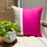 Fuchsia Silkastic - Fuchsia Silk & Linen Throw Cushion Cover
