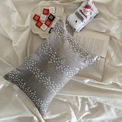 Silver Velvet Lumbar Cushion Cover - Crystal Frostline