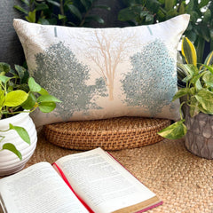 Blue Jacquard Lumbar Cushion Cover - Azure Frost