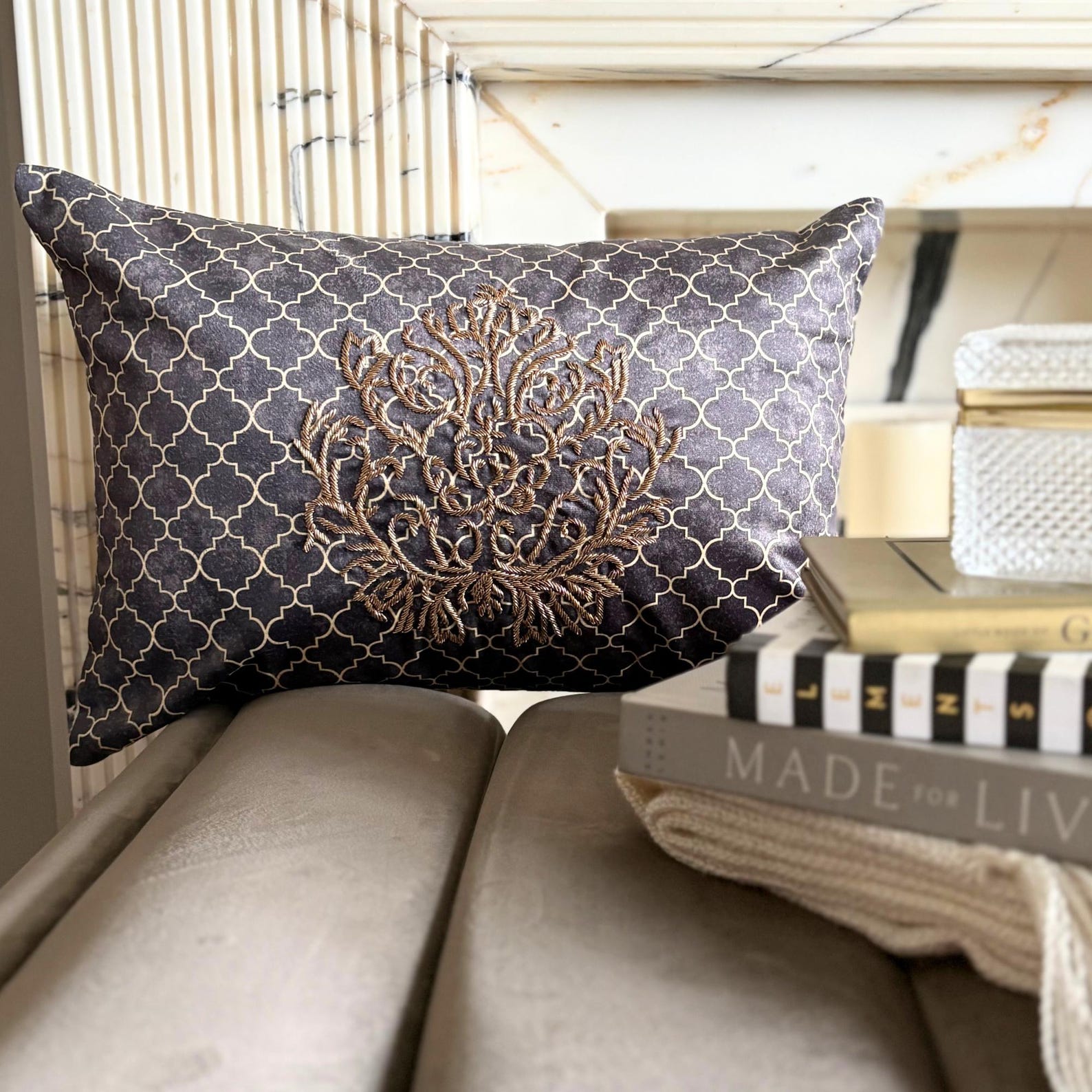 Malika Brown Lumbar Cushion Cover