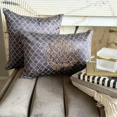 Brown Velvet Lumbar Cushion Cover - Malika Brown