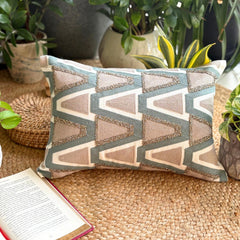 Green Cotton Lumbar Cushion Cover - Trivault