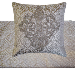 Silver Empress - Jacquard Gray Decorative Bed Runner and Cushion Cover