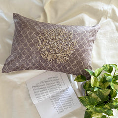Beige Velvet Lumbar Cushion Cover - Malika Beige