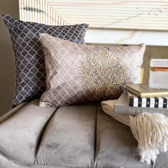 Beige Velvet Lumbar Cushion Cover - Malika Beige