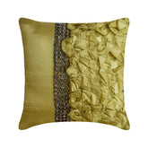 Diamonds And Ruffles - Green Satin Throw Cushion Cover