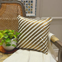 Unfolding Ivory Antique Gold - Ivory Art Silk Throw Pillow Cover