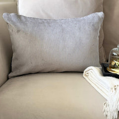 Light Gray Velvet Throw Cushion Cover - Light Gray Cords