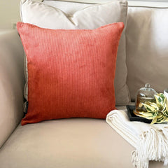 Rust Velvet Throw Cushion Cover - Rust Cords