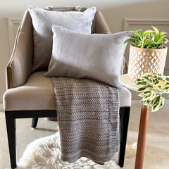Light Gray Velvet Throw Cushion Cover - Light Gray Cords