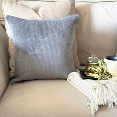 Dark Gray Velvet Throw Cushion Cover - Dark Gray Cords