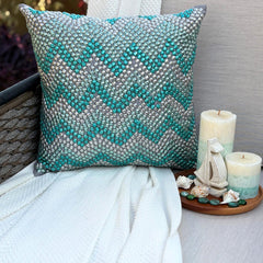 Turquoise Run - Turquoise Blue Art Silk Decorative Euro Sham