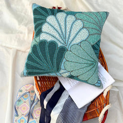 Sea Foam Shells - Blue Art Silk Throw Pillow Cover