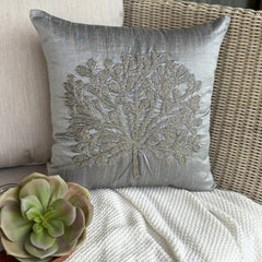 The Silver Tree - Silver Art Silk Decorative Euro Sham