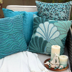 Sea Windsor - Blue Art Silk Throw Pillow Cover
