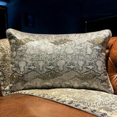Silver Faux Leather Lumbar Pillow Cover, Animal Silver