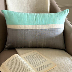 Plush Aqua Silk Lumbar Pillow Cover