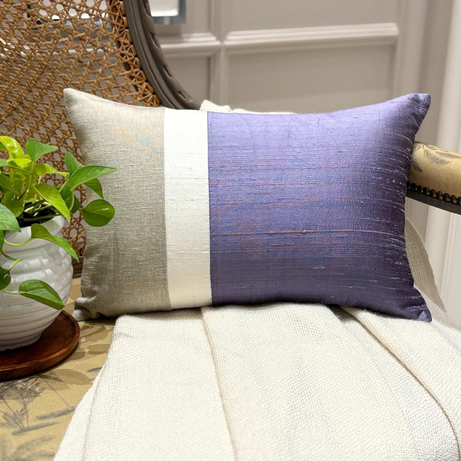Purple Silk Essence Lumbar Cushion Cover