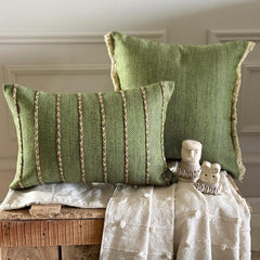 Green Jute Lumbar Cushion Cover - Moss Jute