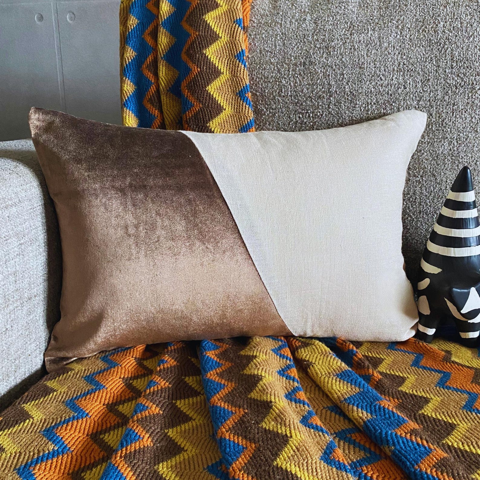 Velutinous Brown Lumbar Pillow Cover