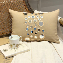 Mirror Light - Cotton Canvas Beige Decorative Lumbar Pillow Cover