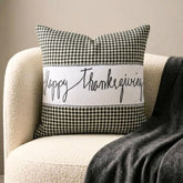 Thanksgiving - Black Jacquard Happy Thanksgiving Throw Cushion Cover