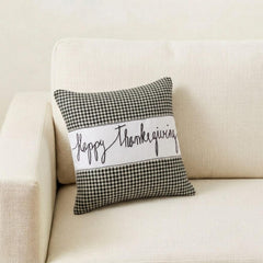 Thanksgiving - Black Jacquard Happy Thanksgiving Throw Cushion Cover
