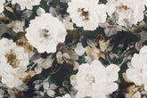 Midnight Roses Printed Cotton Fabric By The Metre, Green & Brown Cotton Printed Fabric