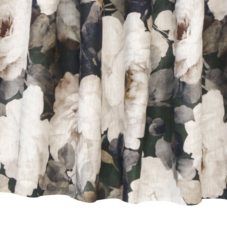 Midnight Roses Printed Cotton Fabric By The Metre, Green & Brown Cotton Printed Fabric