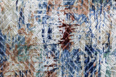 Artistic Velvet Fabric By The Metre, Ivory & Blue & Green Printed Velvet Fabric