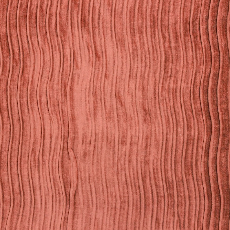 Rust Velvet With Pleats Fabric By The Metre, Rust Orange Velvet With Pleats Fabric