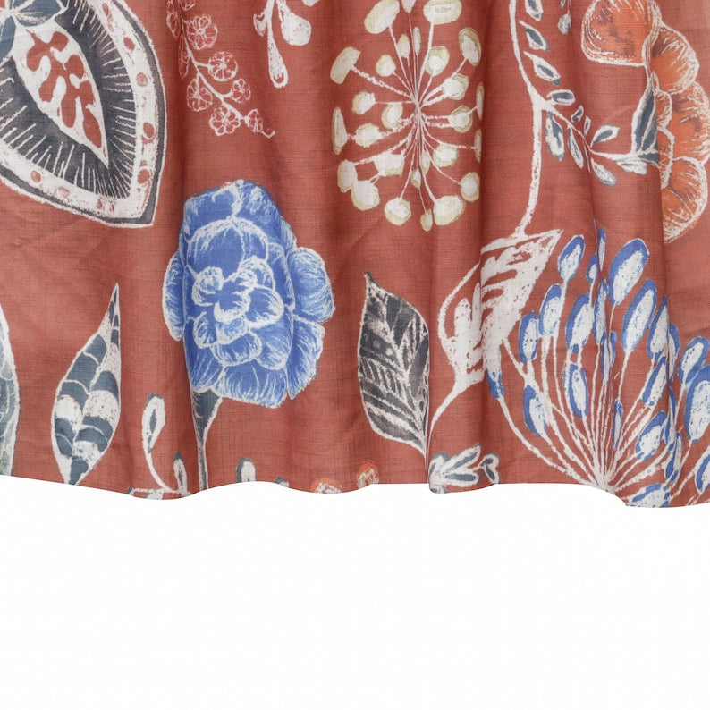 Lovely Peacocks Printed Cotton Fabric By The Metre, Rust Orange Printed Cotton Fabric