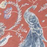 Lovely Peacocks Printed Cotton Fabric By The Metre, Rust Orange Printed Cotton Fabric