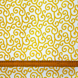 Mimosa Yellow Scrolls Poly Viscose Burnout Velvet Fabric By The Metre, 44 inches width