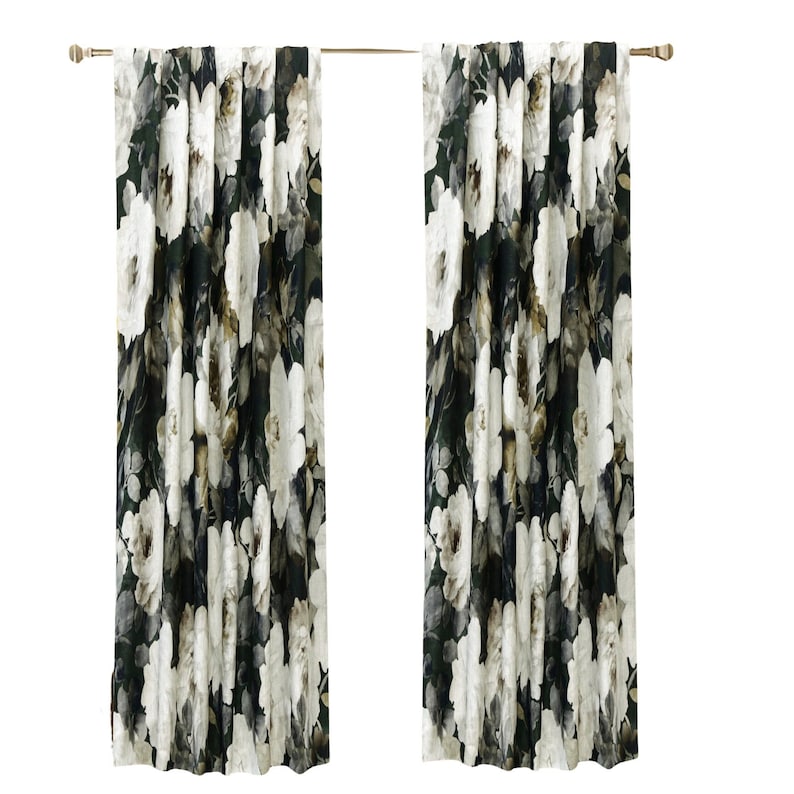 Midnight Roses Printed Cotton Fabric By The Metre, Green & Brown Cotton Printed Fabric