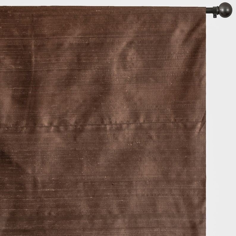Bronze Pure Silk Dupioni Curtain Panels