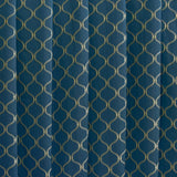 Navy Blue & Cream Moroccan Geometric Embroidered Fabric By The Metre, 54 inches width