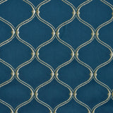 Navy Blue & Cream Moroccan Geometric Embroidered Fabric By The Metre