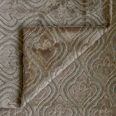 Pearl Beige Damask Jacquard Velvet Fabric By The Metre