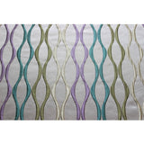 Multicolored Waves Lavender Purple & Light Gold & Sea Green Polyester Weaved Fabric By The Metre