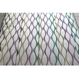 Multicolored Waves Lavender Purple & Light Gold & Sea Green Polyester Weaved Fabric By The Metre