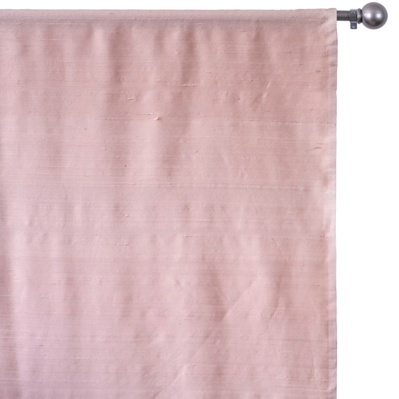 Pastel Peach Pure Silk Dupioni Curtain Panels