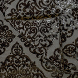 Charcoal Gray Damask Jacquard Velvet Fabric By The Metre, 54 inches width