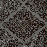 Charcoal Gray Damask Jacquard Velvet Fabric By The Metre