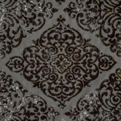 Charcoal Gray Damask Jacquard Velvet Fabric By The Metre
