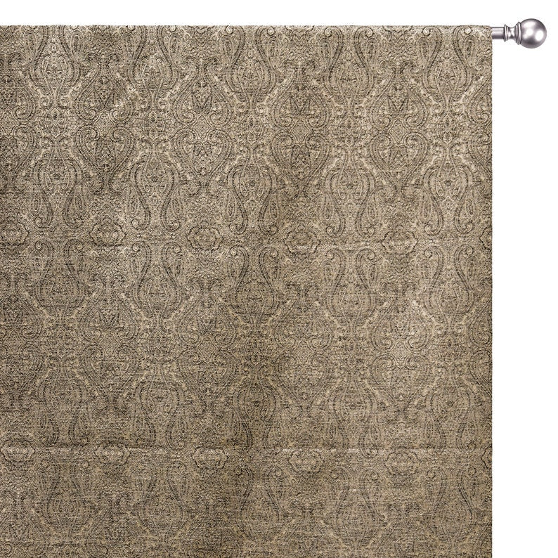 Beige Damask With Copper Lurex Fabric By The Metre, 54 inches or 137 cm, Jacquard Fabric, Zari Woven Fabric
