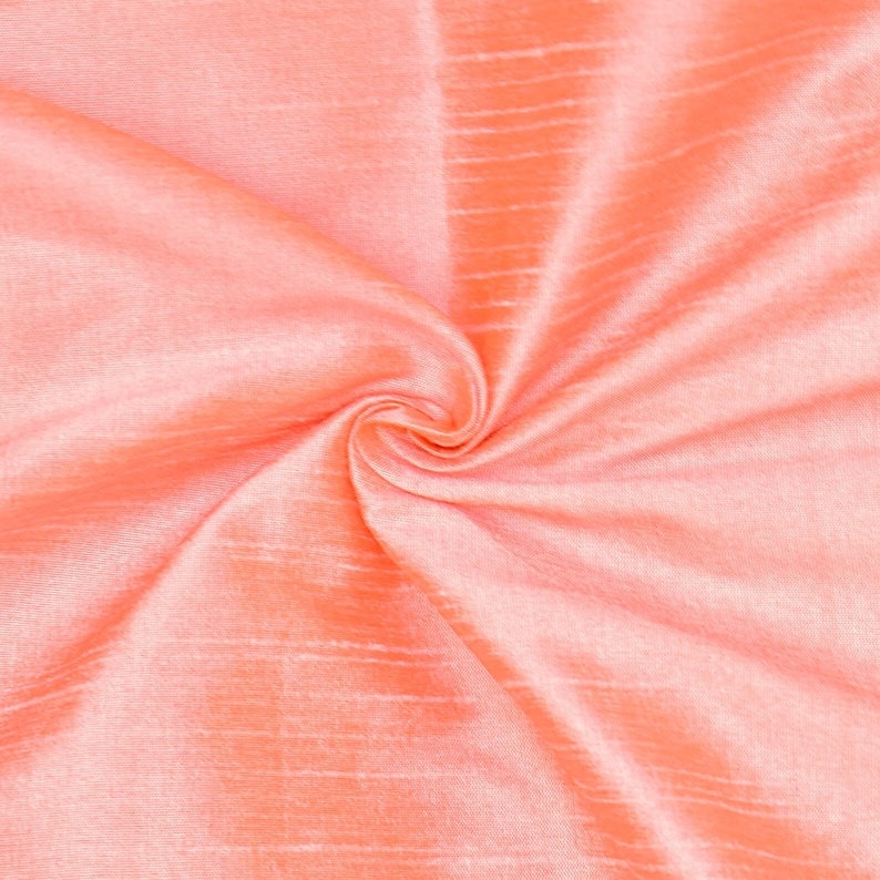 Peach Coral Art Silk Curtain Panels