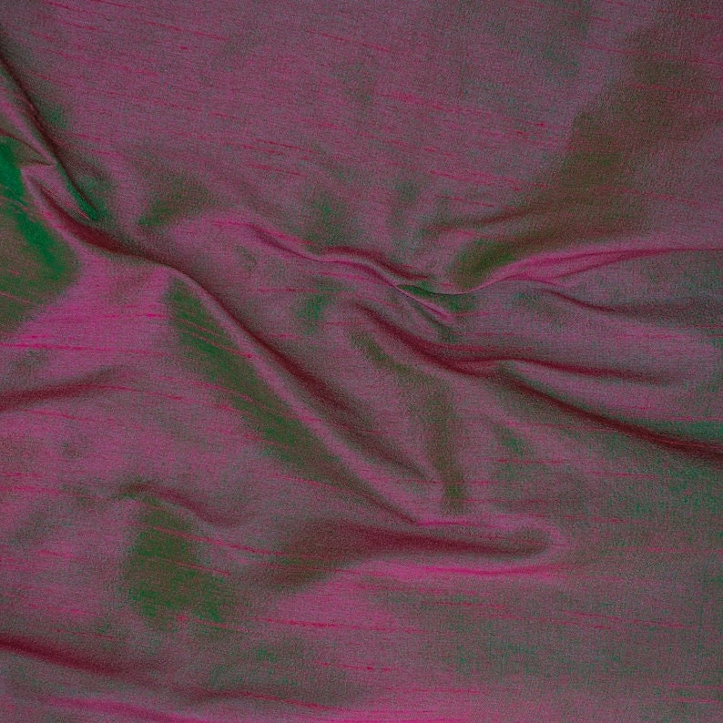 Fuchsia And Green Art Silk Curtain Panels