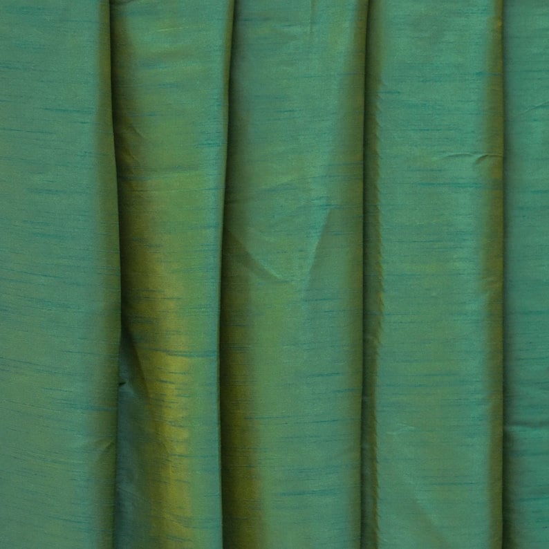 Aqua And Yellow Art Silk Curtain Panels