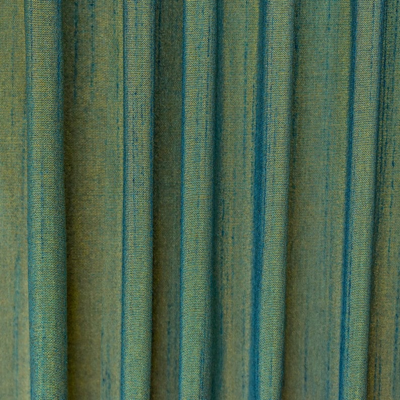 Teal And Yellow Art Silk Curtain Panels